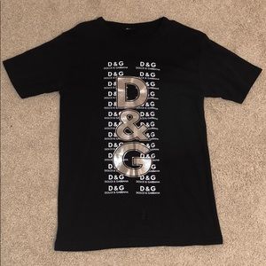 DOLCE & GABBANA black,white and gold print t-shirt